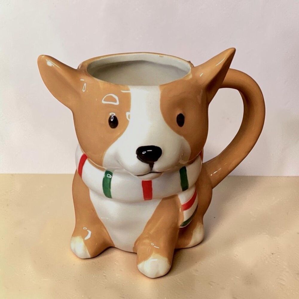 Target Wondershop 2024 Christmas Earthenware Corgi Dog Figural Mug 14.5oz